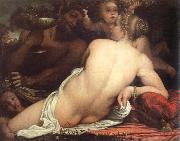 Annibale Carracci venus with a satyr and cupids oil on canvas